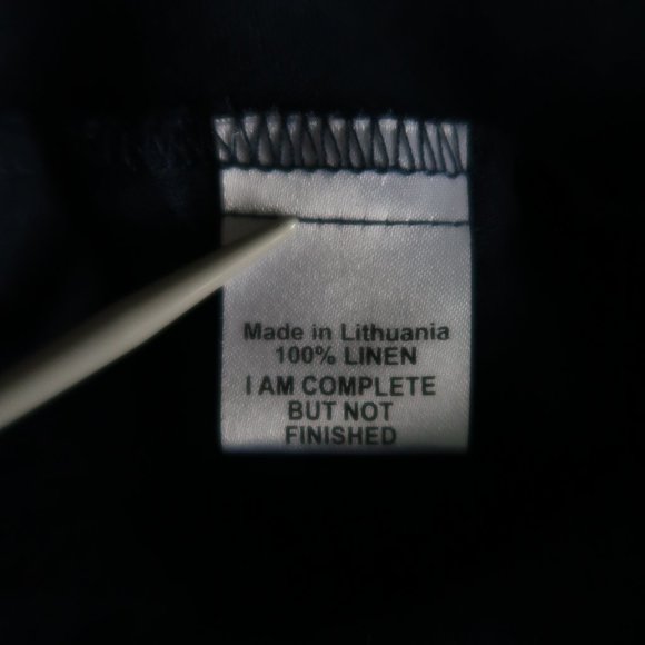 Flax Dark Blue V Neck Lightweight Linen Tank Dress with Pocket - Picture 12 of 14